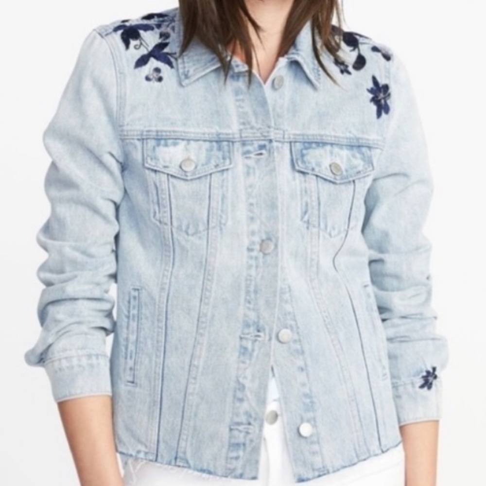 Old Navy Embroidered Jean Jacket